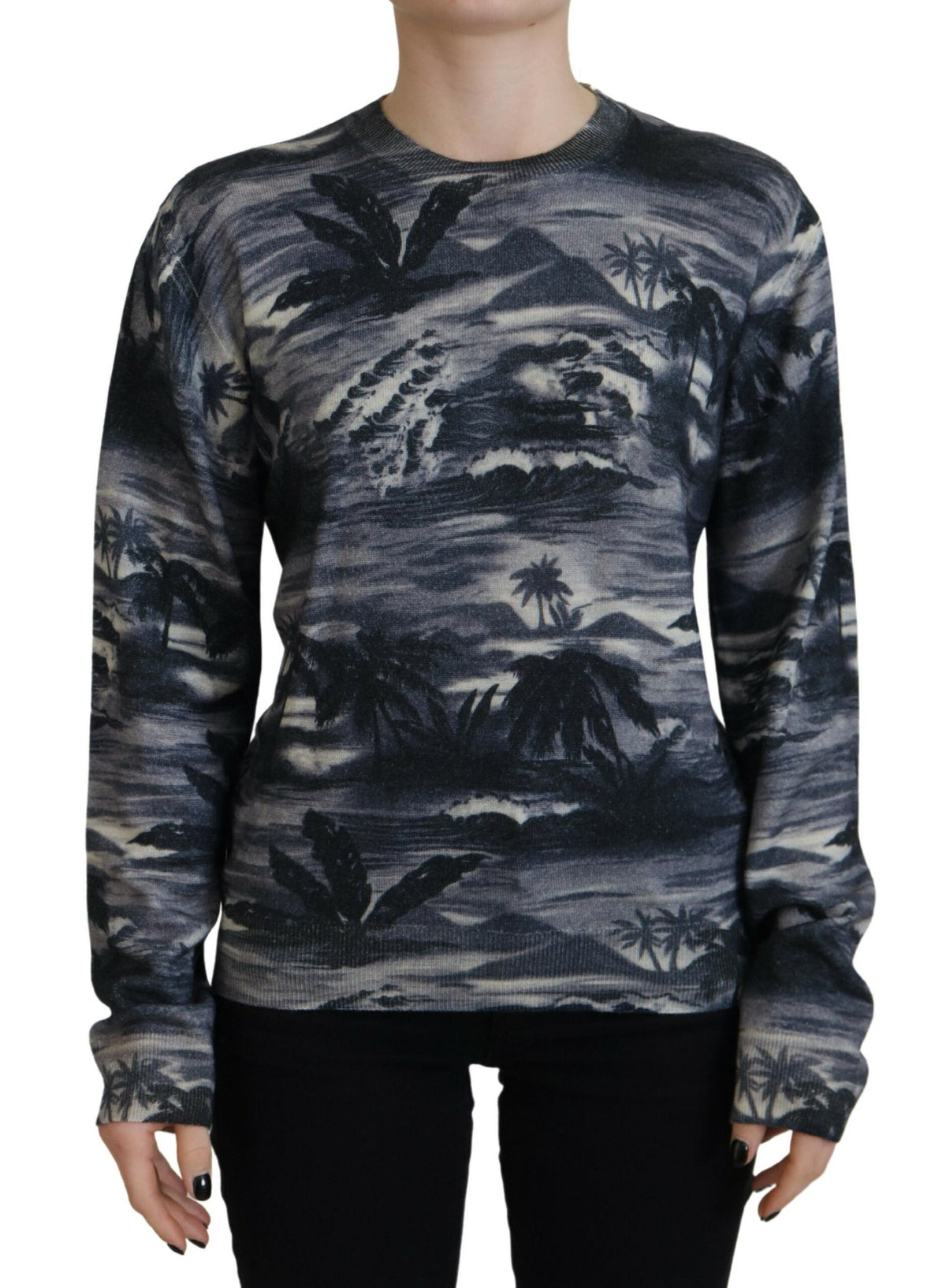 Dsquared² Schwarzer Langarm-Freizeitpullover mit Thunder Sky Print