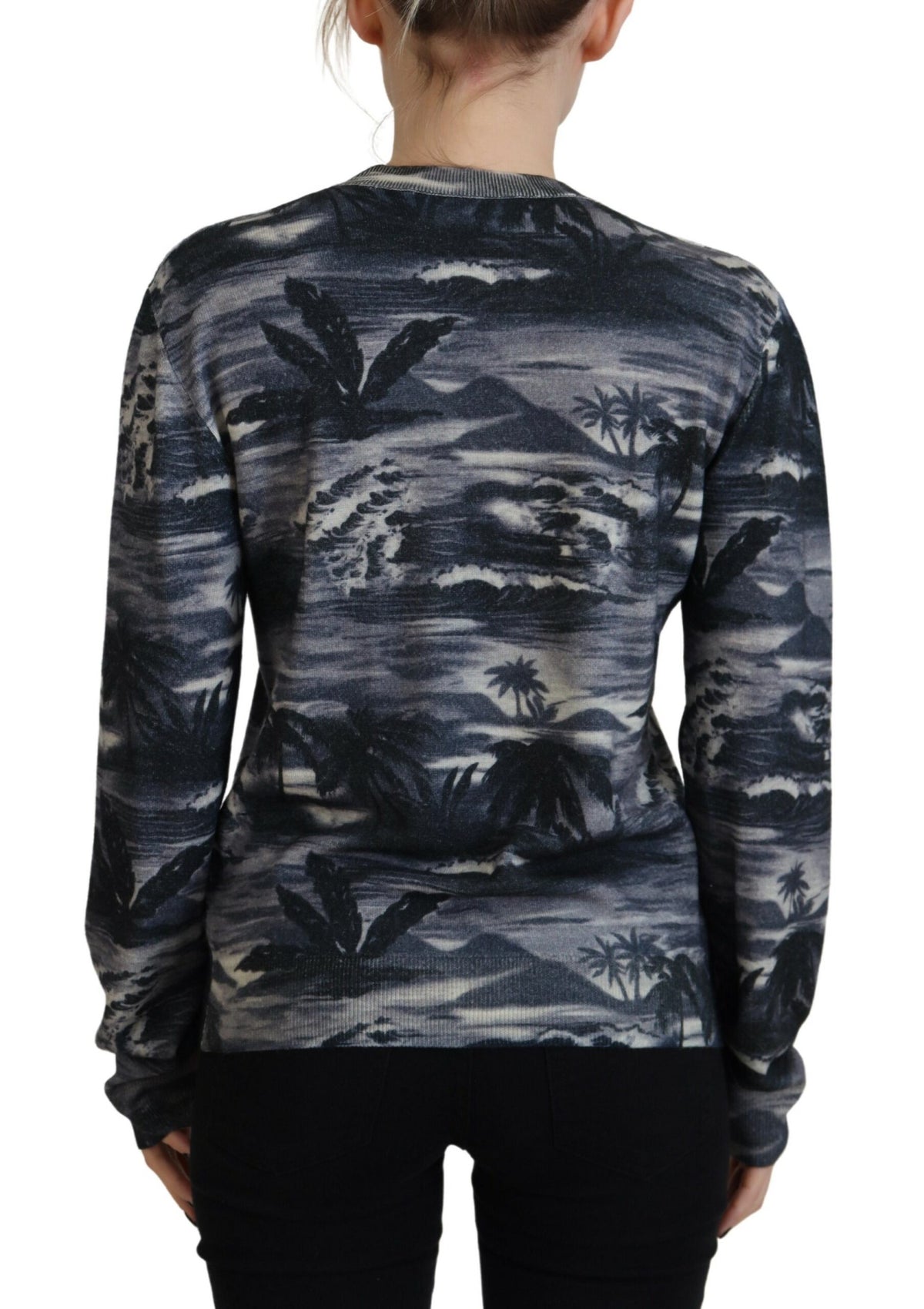 Dsquared² Schwarzer Langarm-Freizeitpullover mit Thunder Sky Print