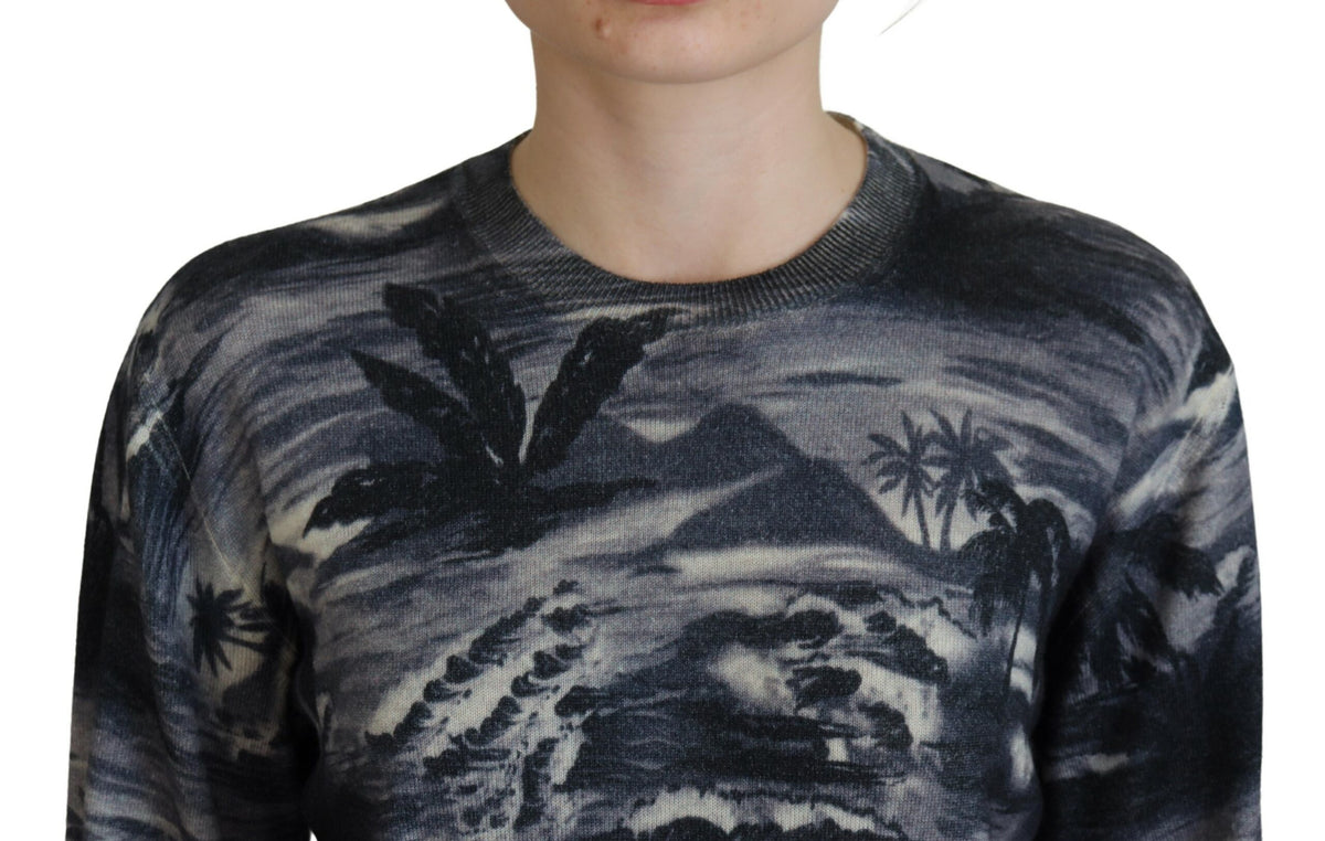 Dsquared² Schwarzer Langarm-Freizeitpullover mit Thunder Sky Print