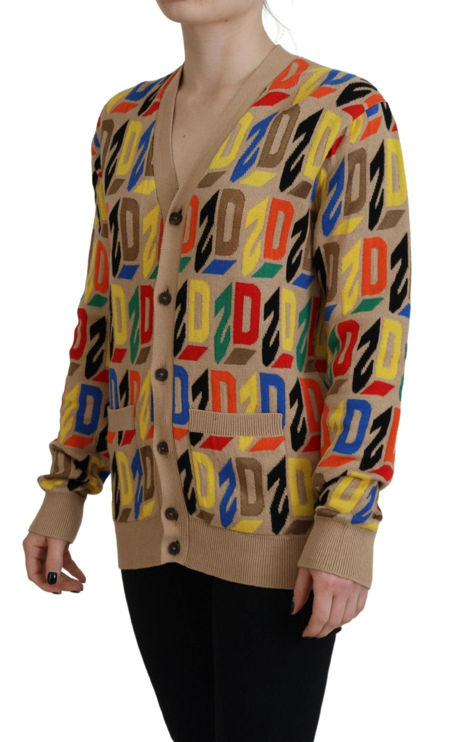 Brauner Baumwoll-Cardigan mit Logo