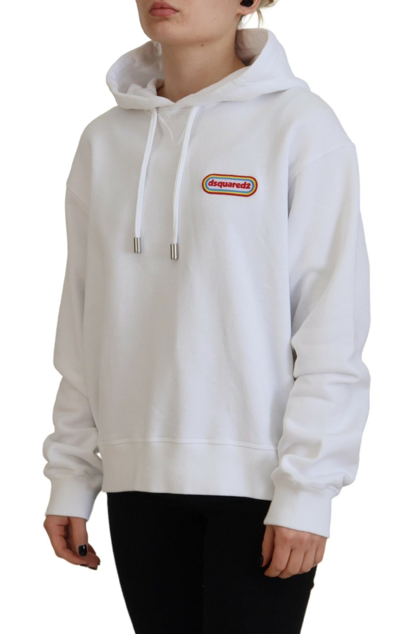 Sweat à capuche en coton avec logo blanc