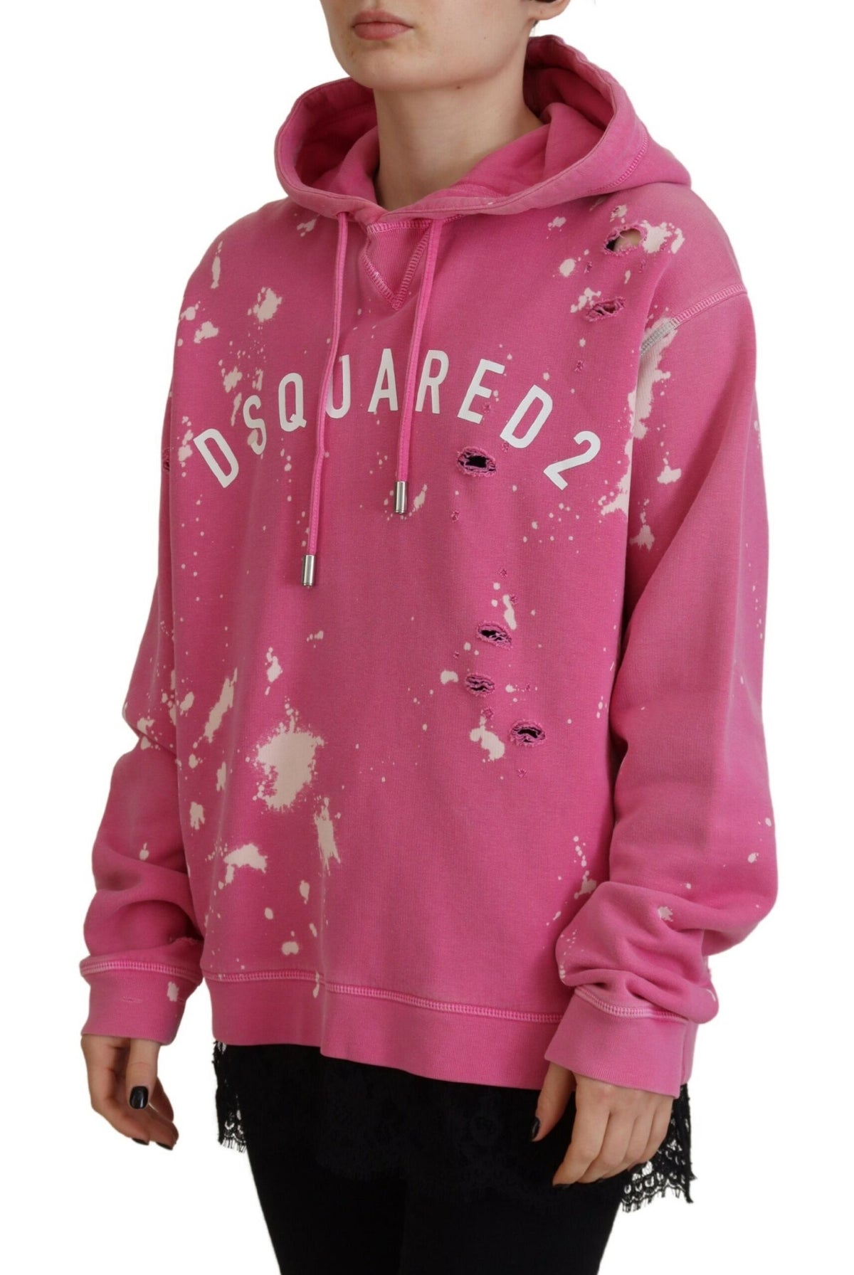Dsquared² Rosa Hoodie Sweatshirt aus Baumwolle mit Logo-Print
