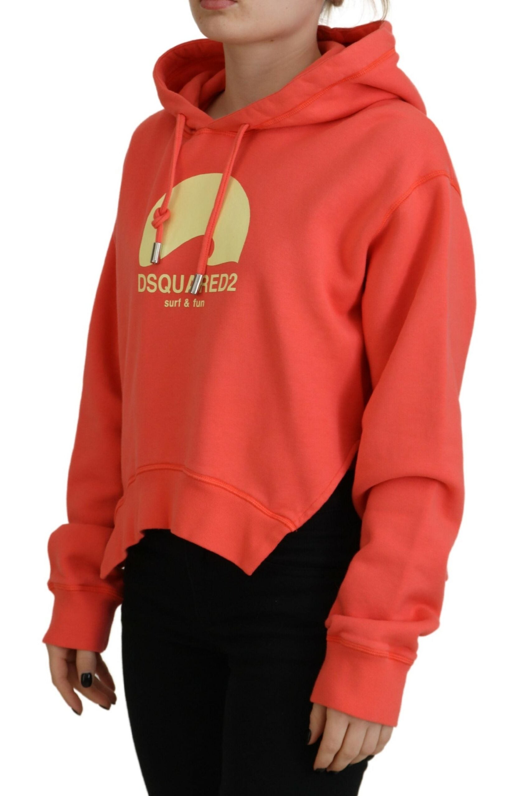 Sweat à capuche en coton rose imprimé logo