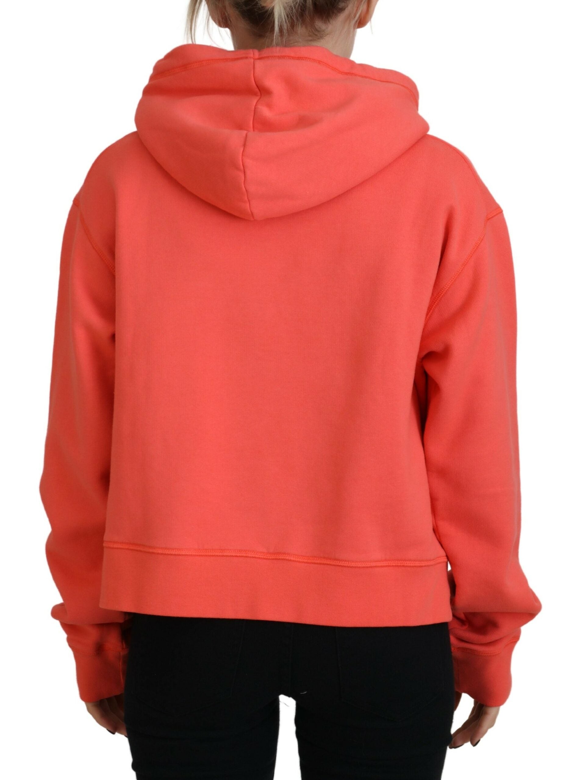 Sweat à capuche en coton rose imprimé logo