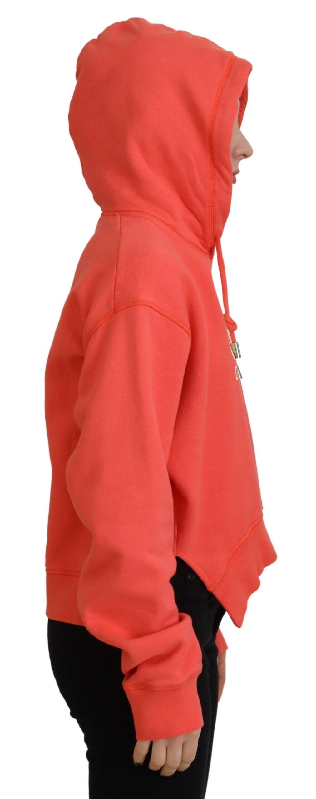 Sweat à capuche en coton rose imprimé logo