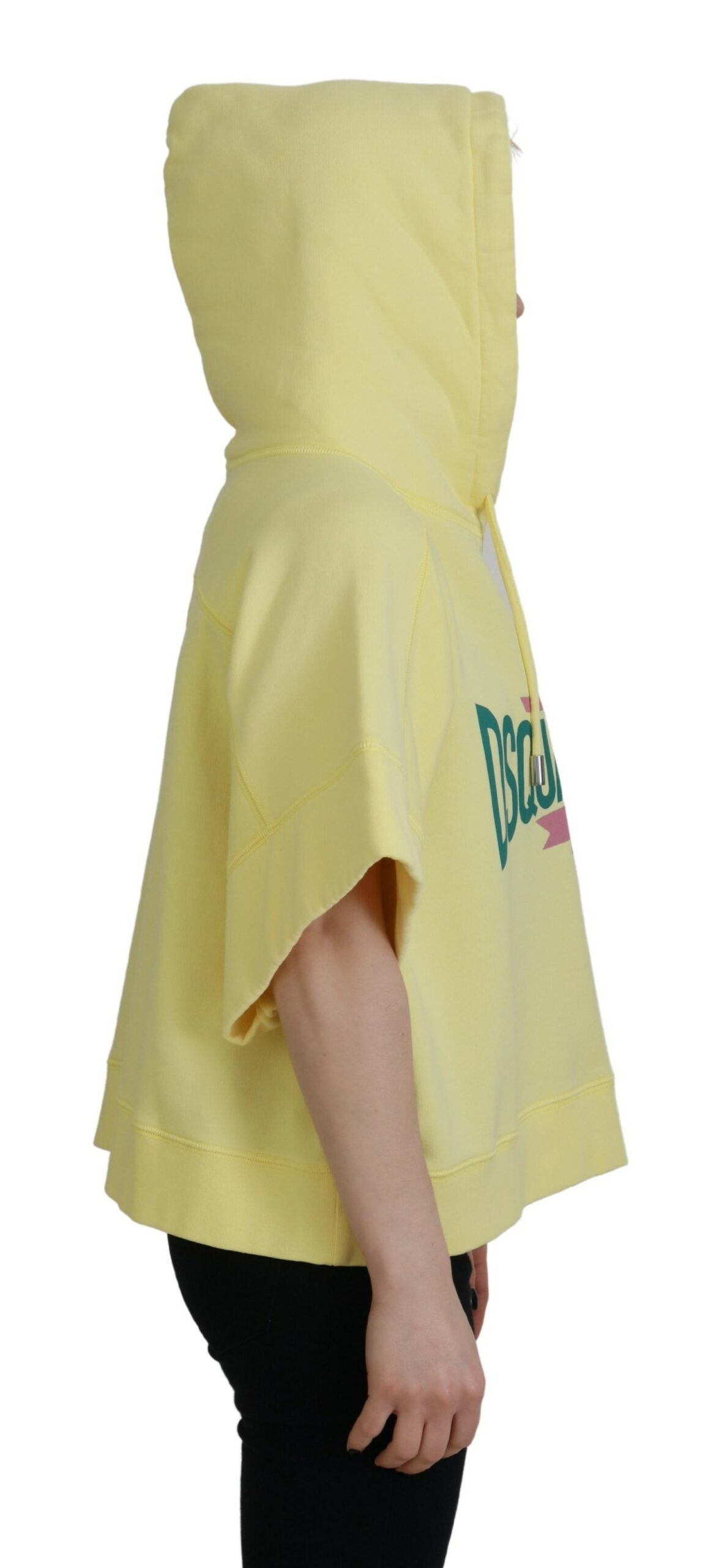 Sweat à capuche en coton imprimé logo jaune