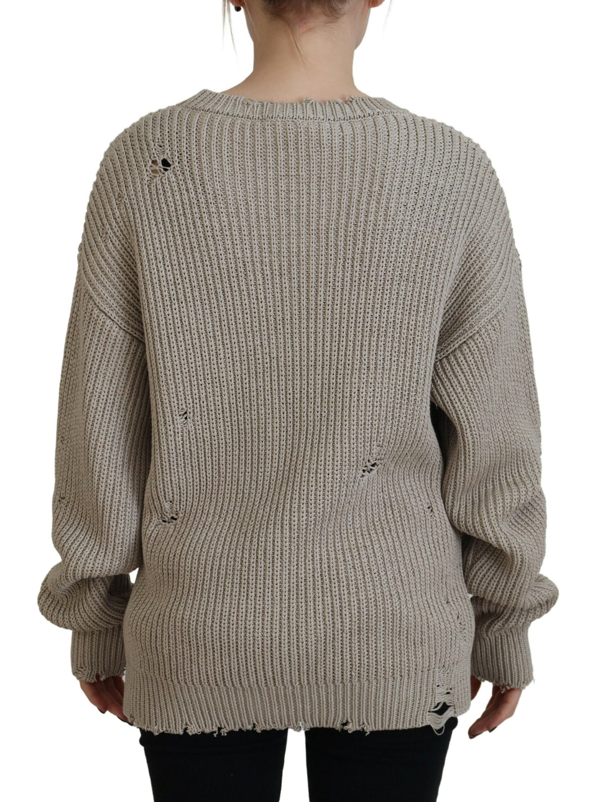 Dsquared² Beiger Pullover aus Baumwolle mit Rundhalsausschnitt