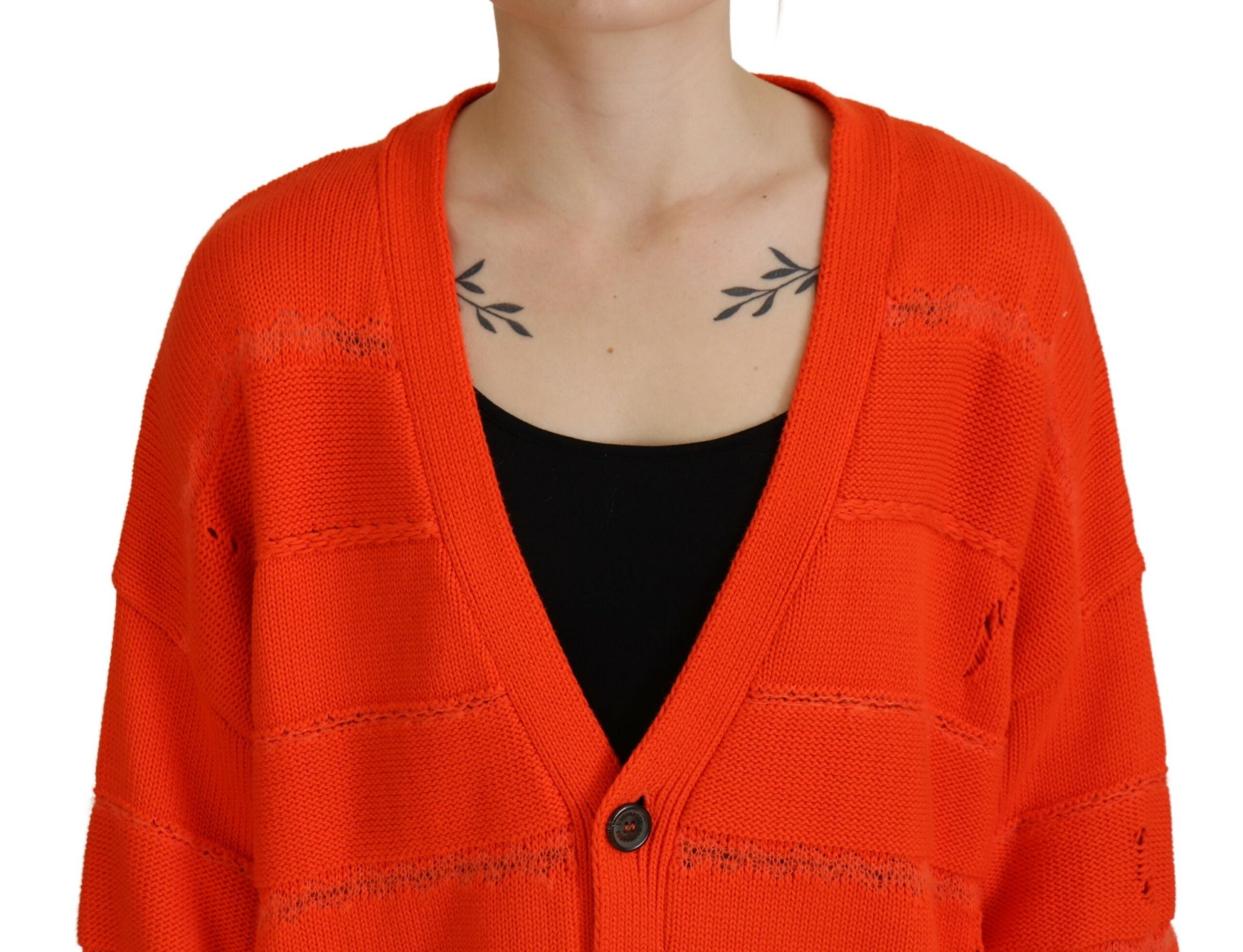 Gilet boutonné en maille de coton orange