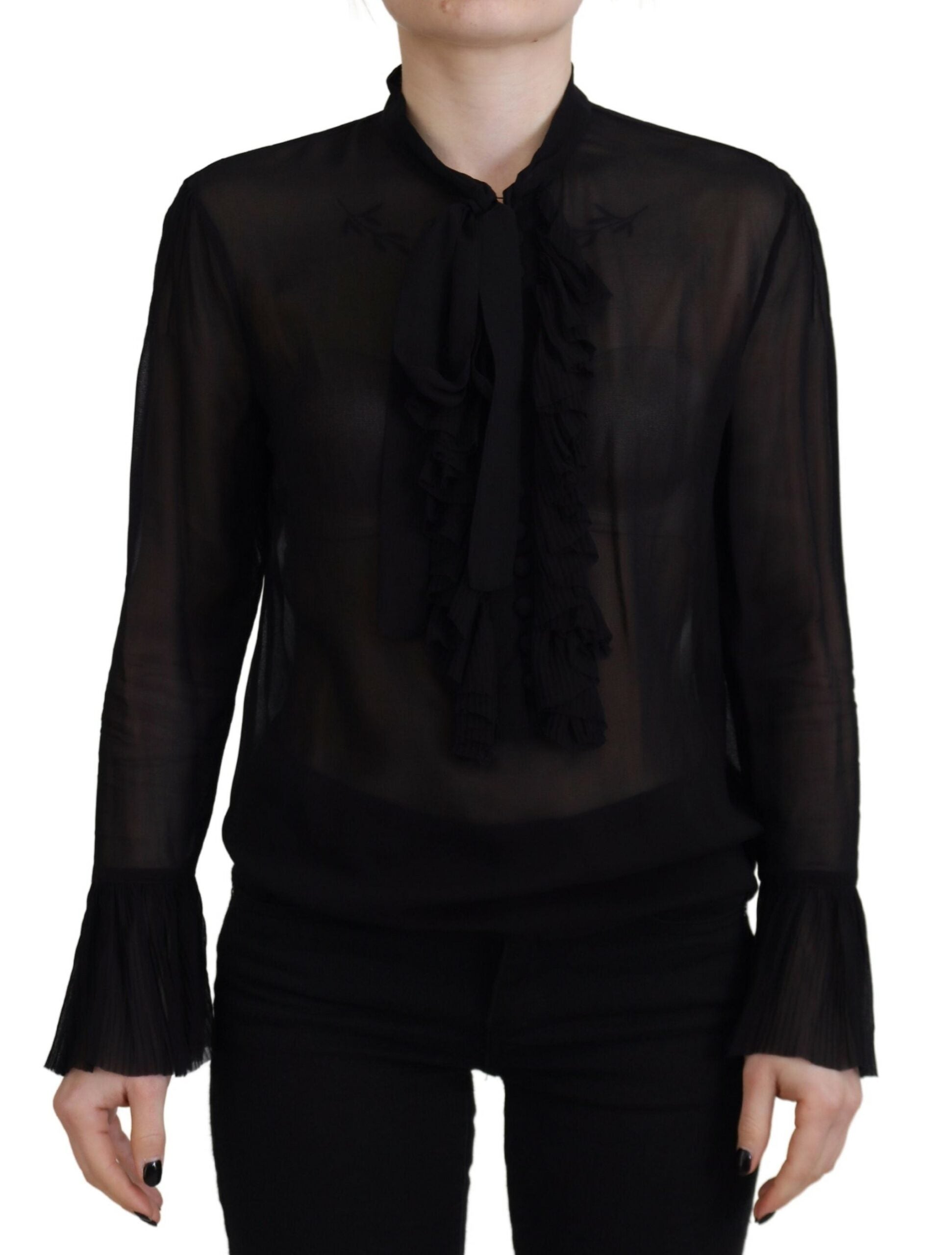Schwarze transparente Langarmbluse Top von DSQUARED2