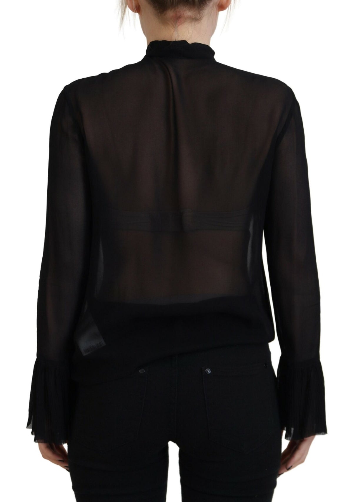 Dsquared² Schwarze Bluse aus Viskose mit langen Ärmeln und transparentem Design