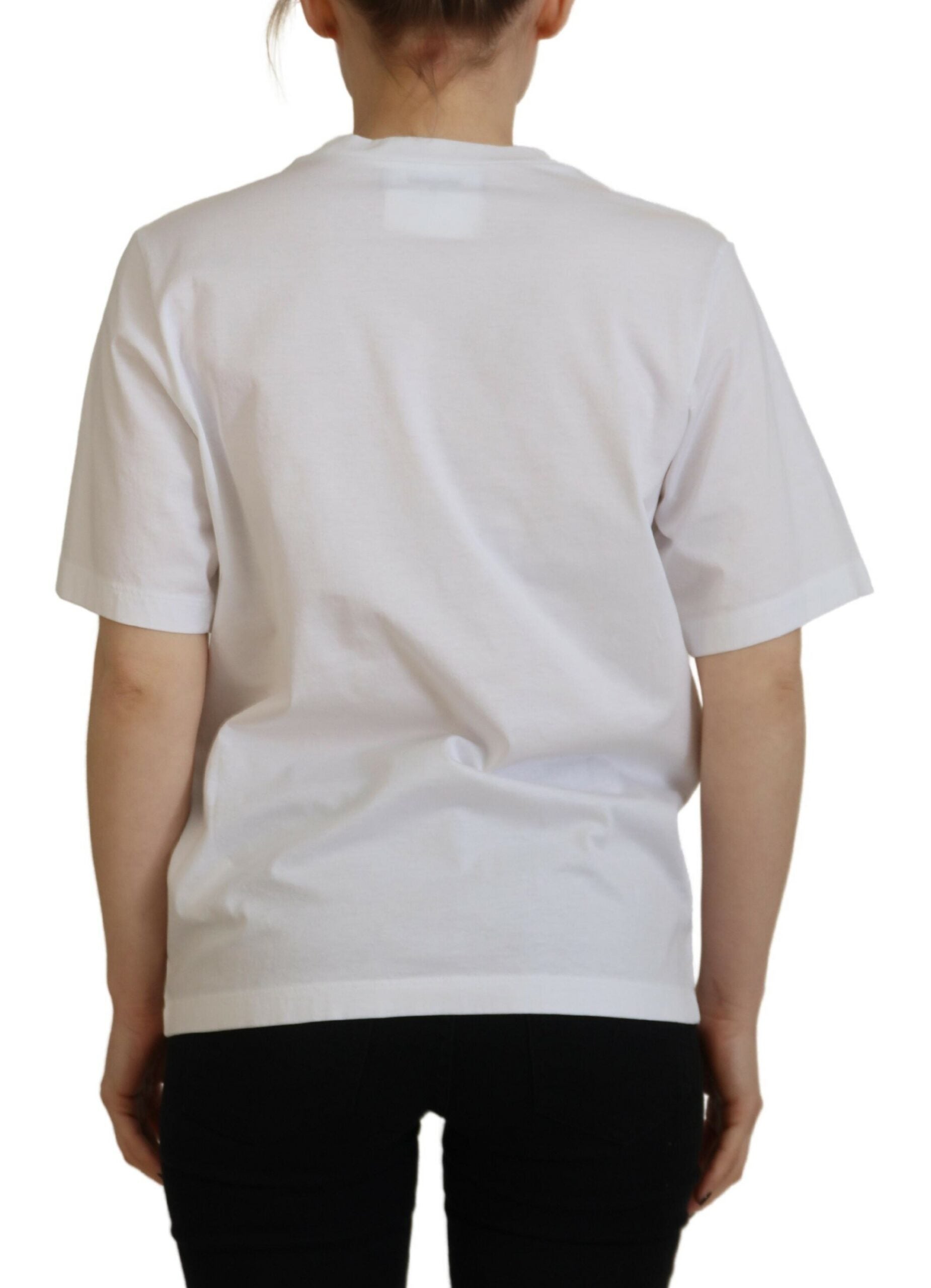 T-shirt à col rond White Cotton Shiny Icon East Tee
