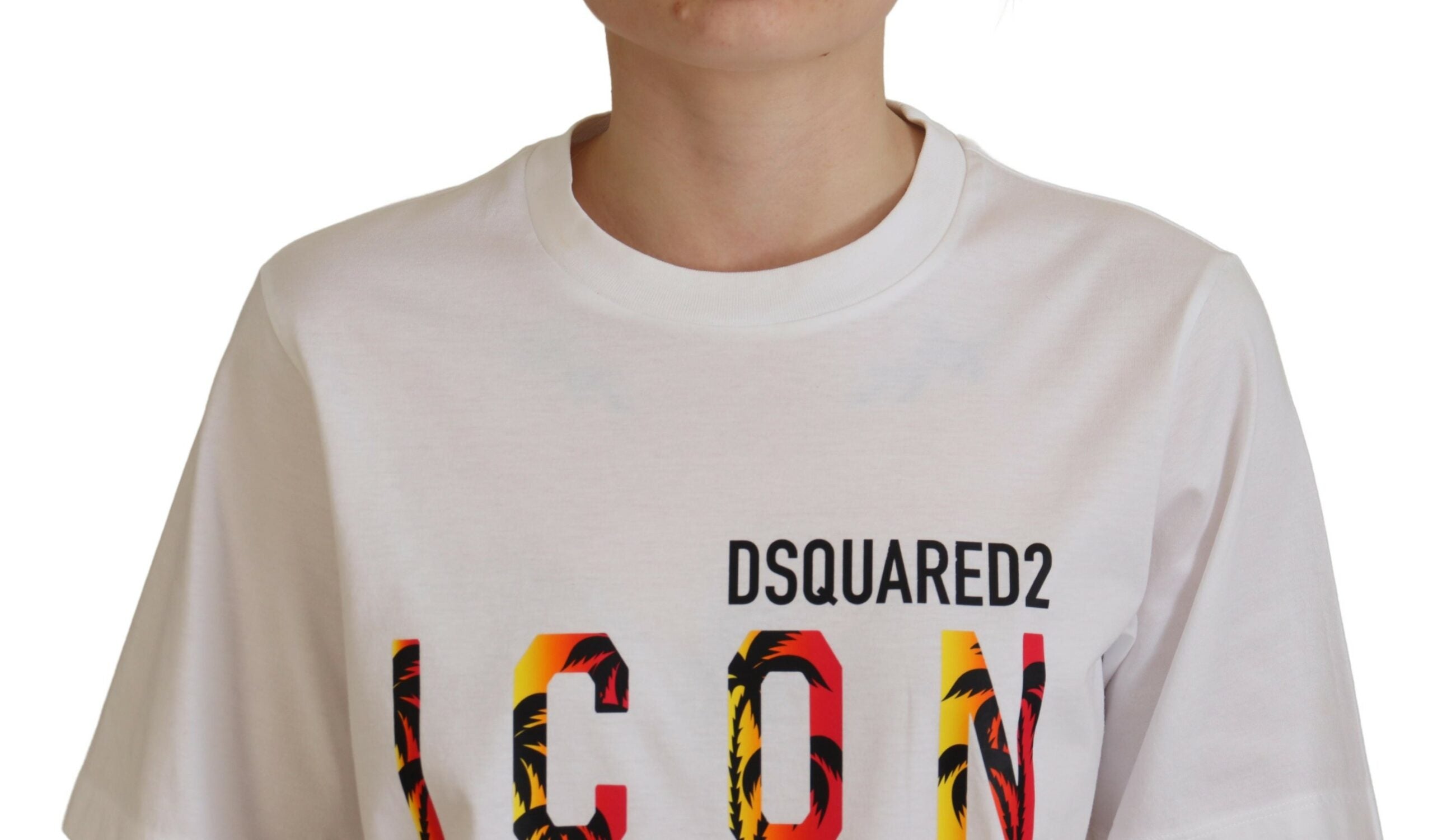 T-shirt à col rond White Cotton Shiny Icon East Tee
