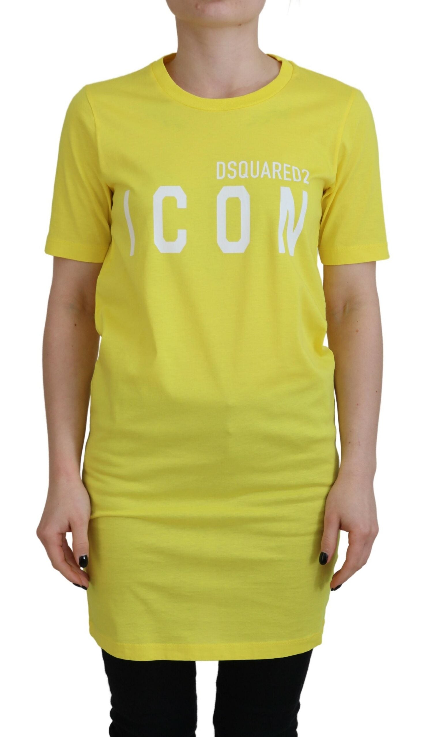 Yellow Cotton T-Shirt with Logo Print by DSQUARED2