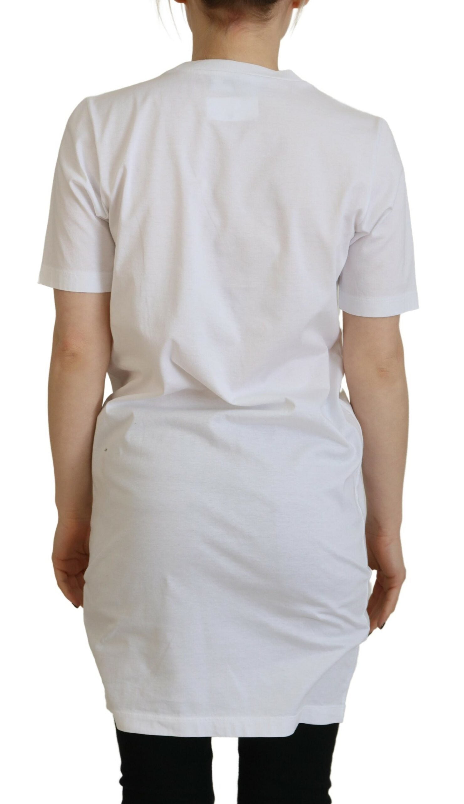 T-shirt blanc en coton à col rond imprimé du logo Icon