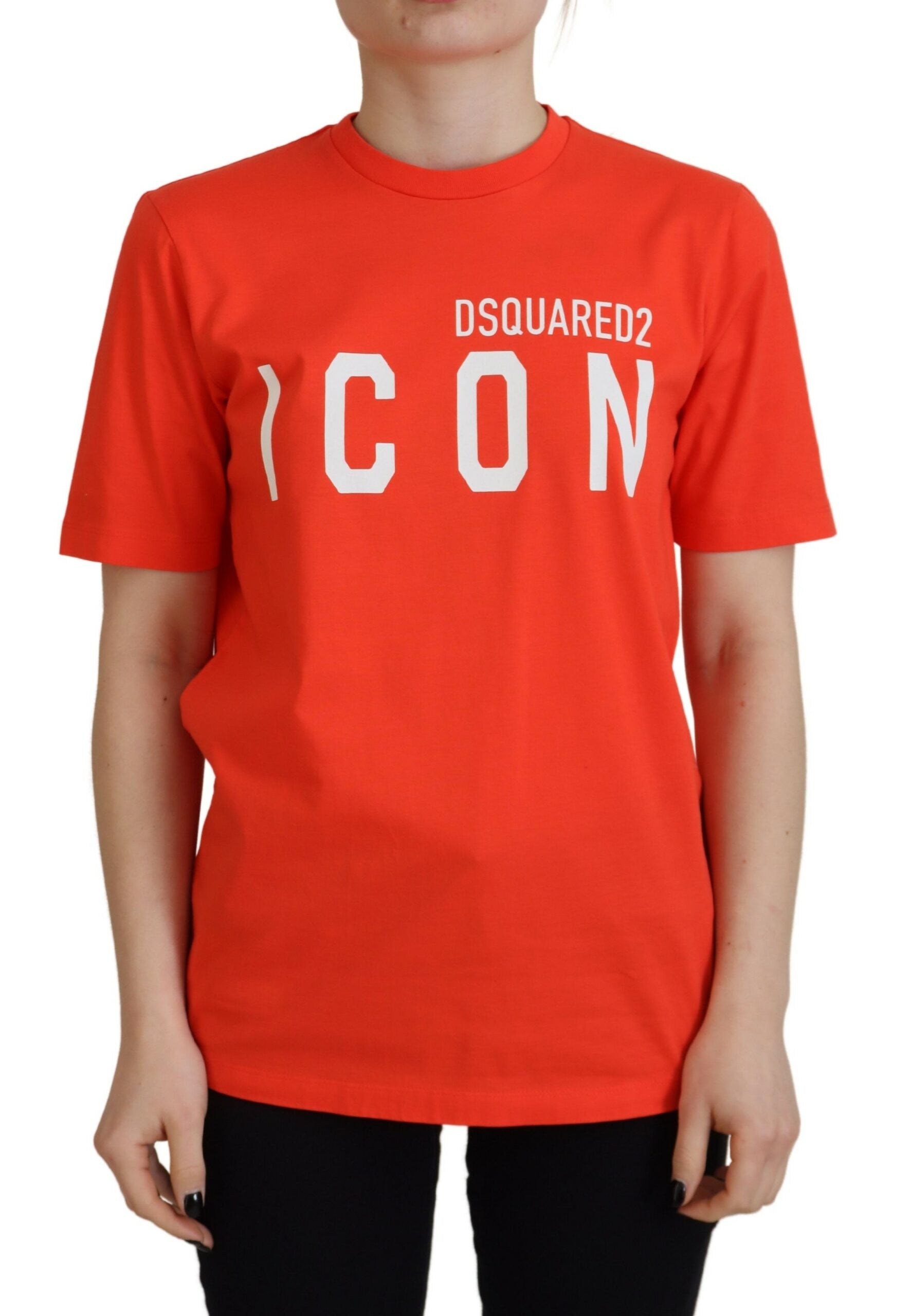T-shirt à col rond Orange Cotton Shiny Icon East Tee