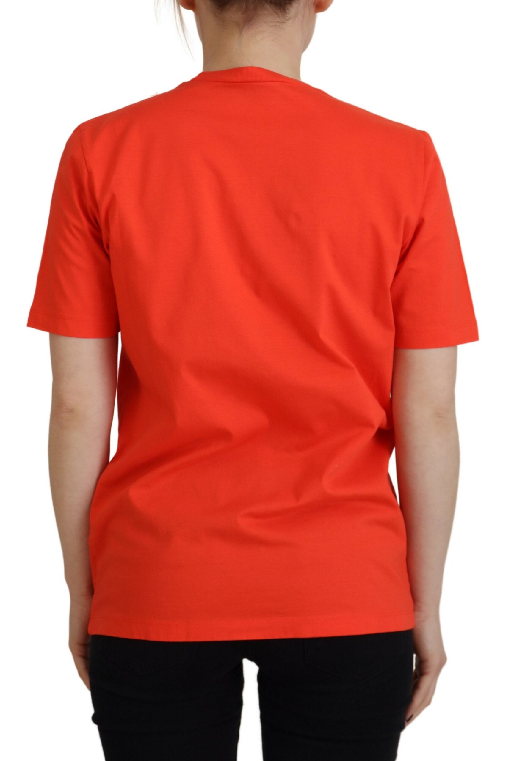 T-shirt à col rond Orange Cotton Shiny Icon East Tee
