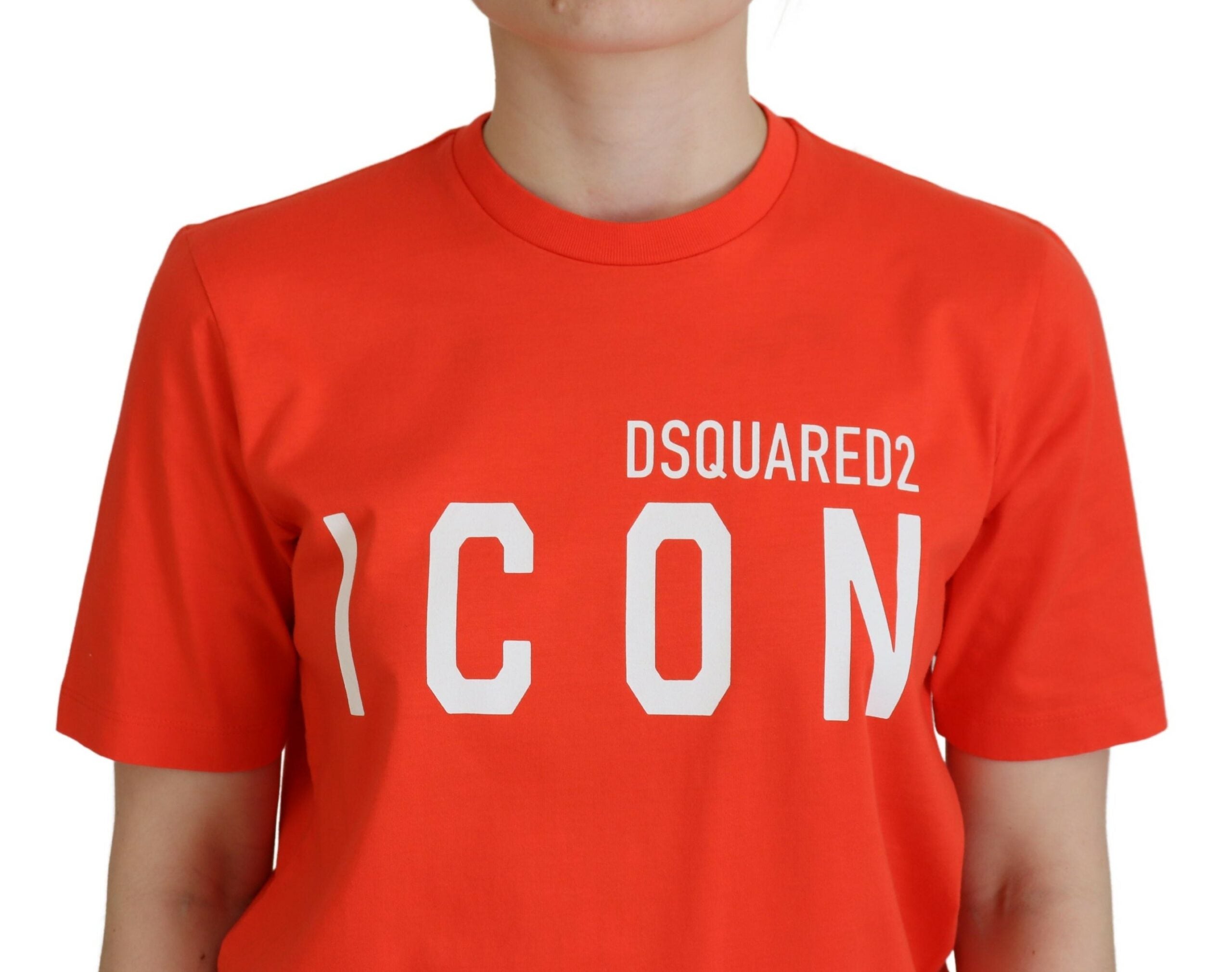 T-shirt à col rond Orange Cotton Shiny Icon East Tee