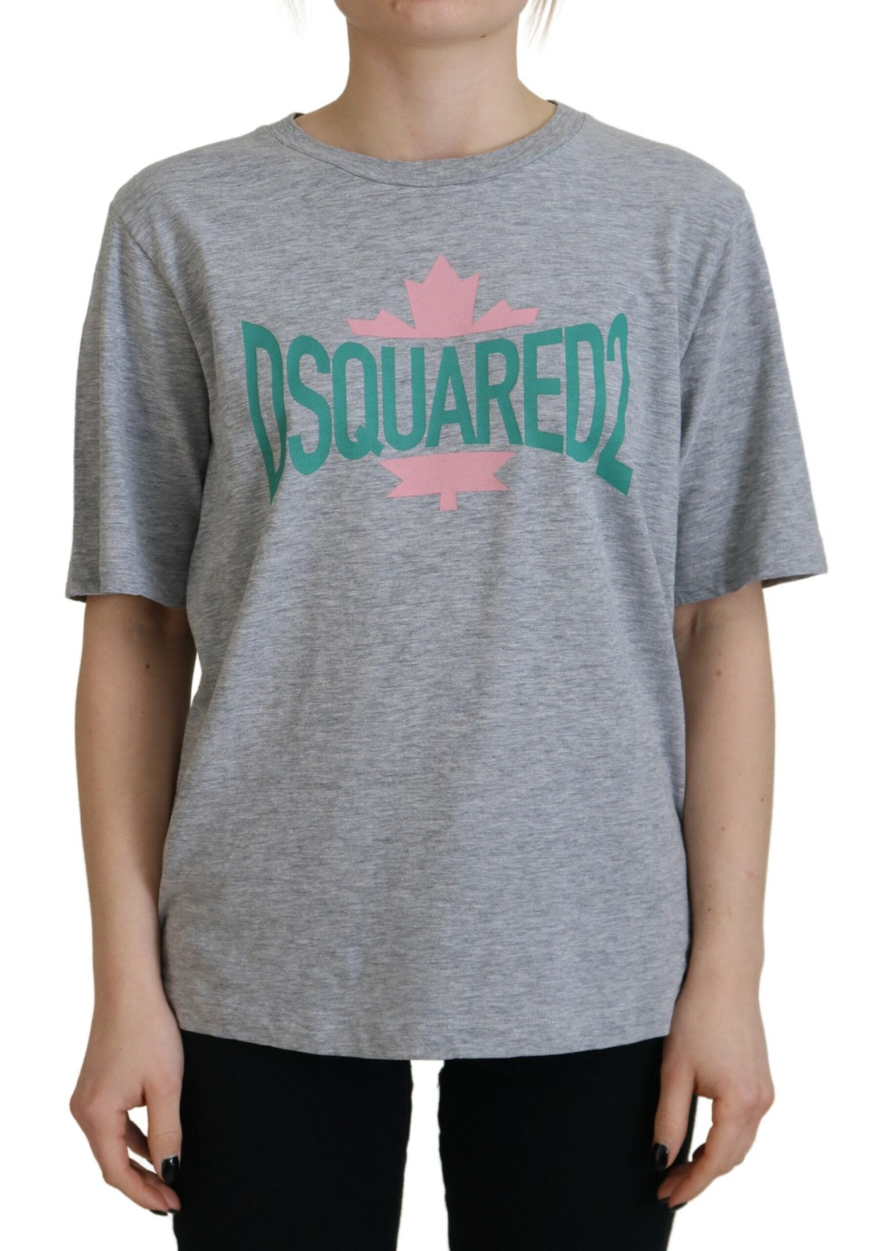 T-shirt à manches courtes et col rond en coton gris avec logo