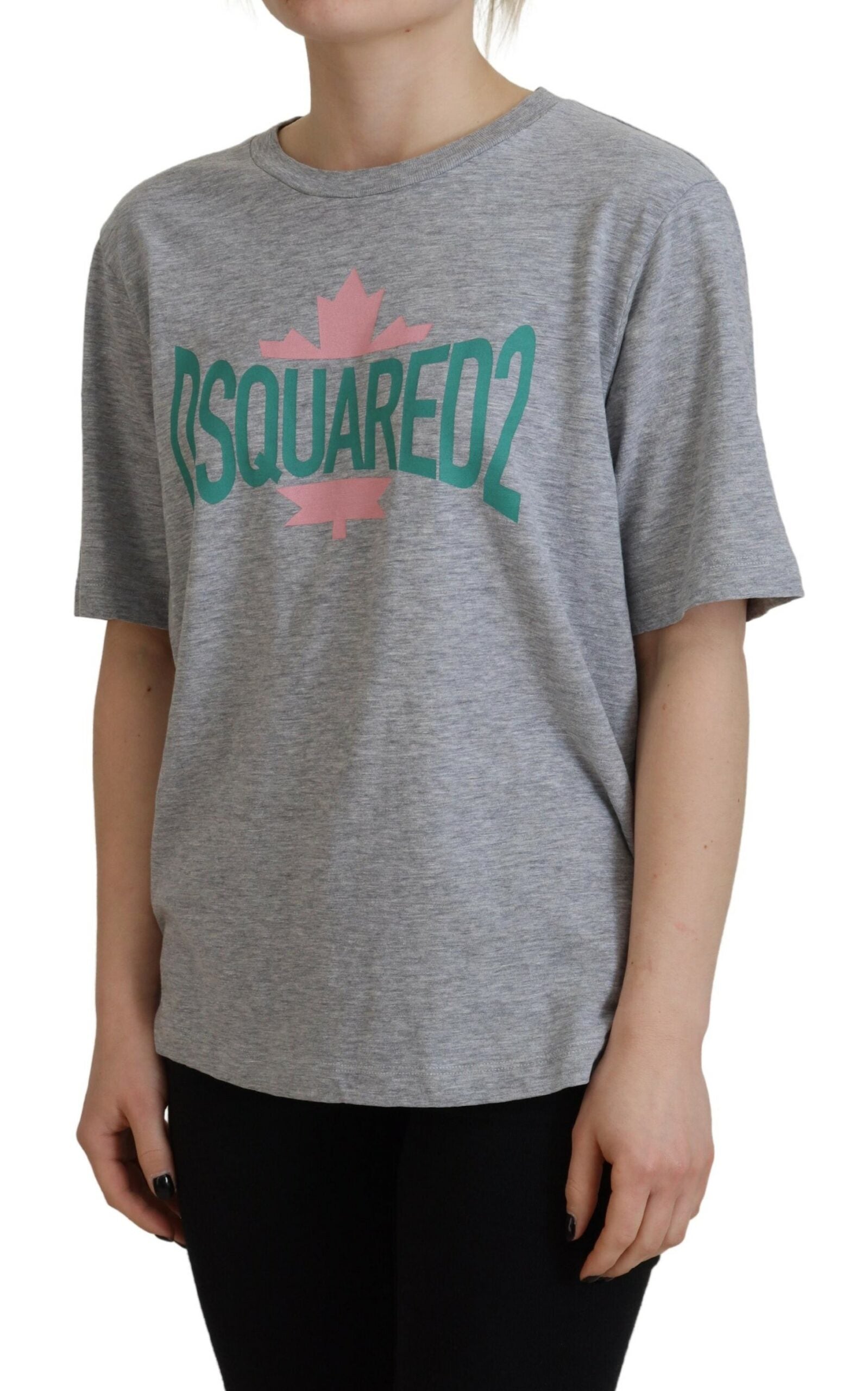 T-shirt à manches courtes et col rond en coton gris avec logo