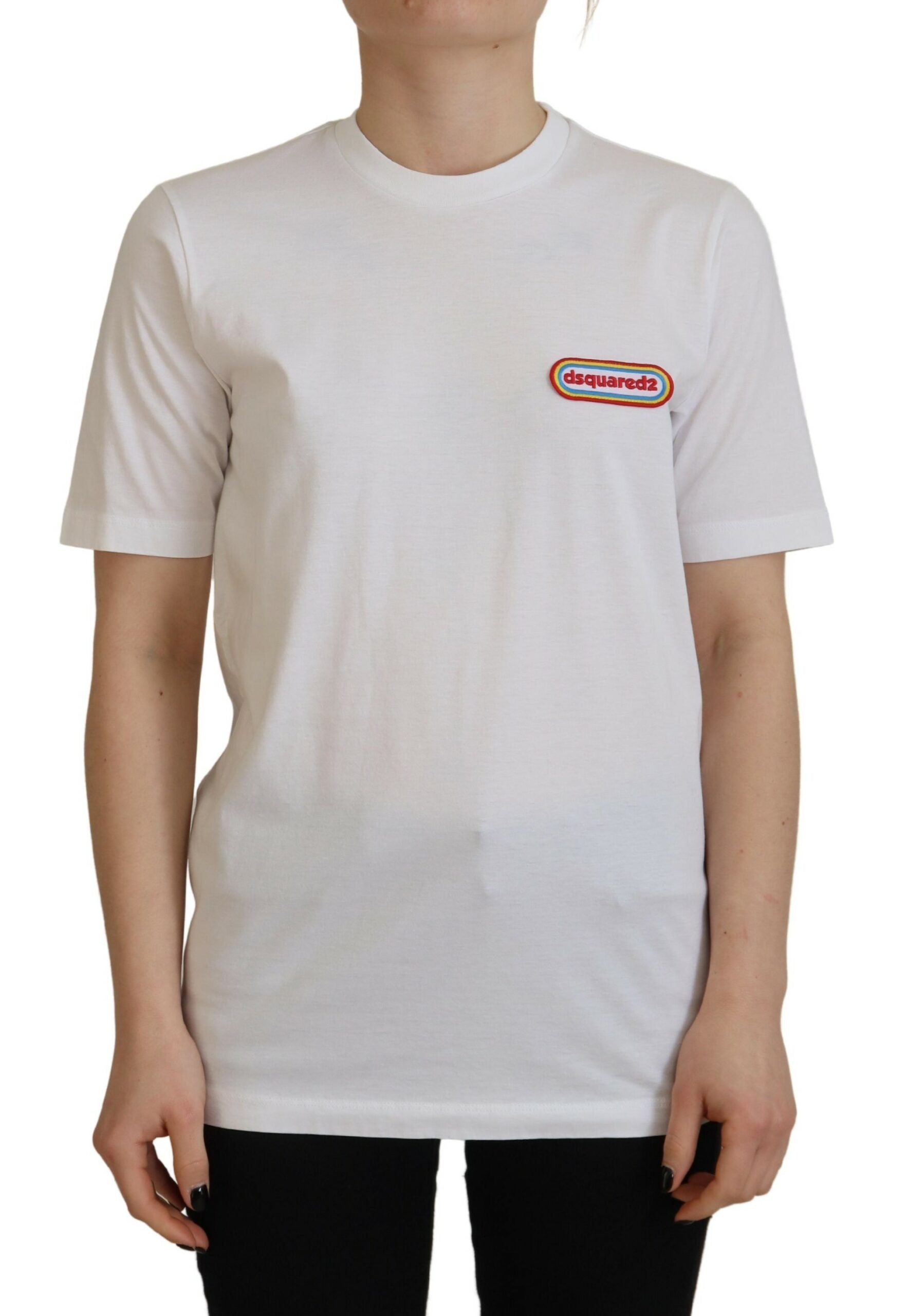 T-shirt à manches courtes et col rond avec logo blanc