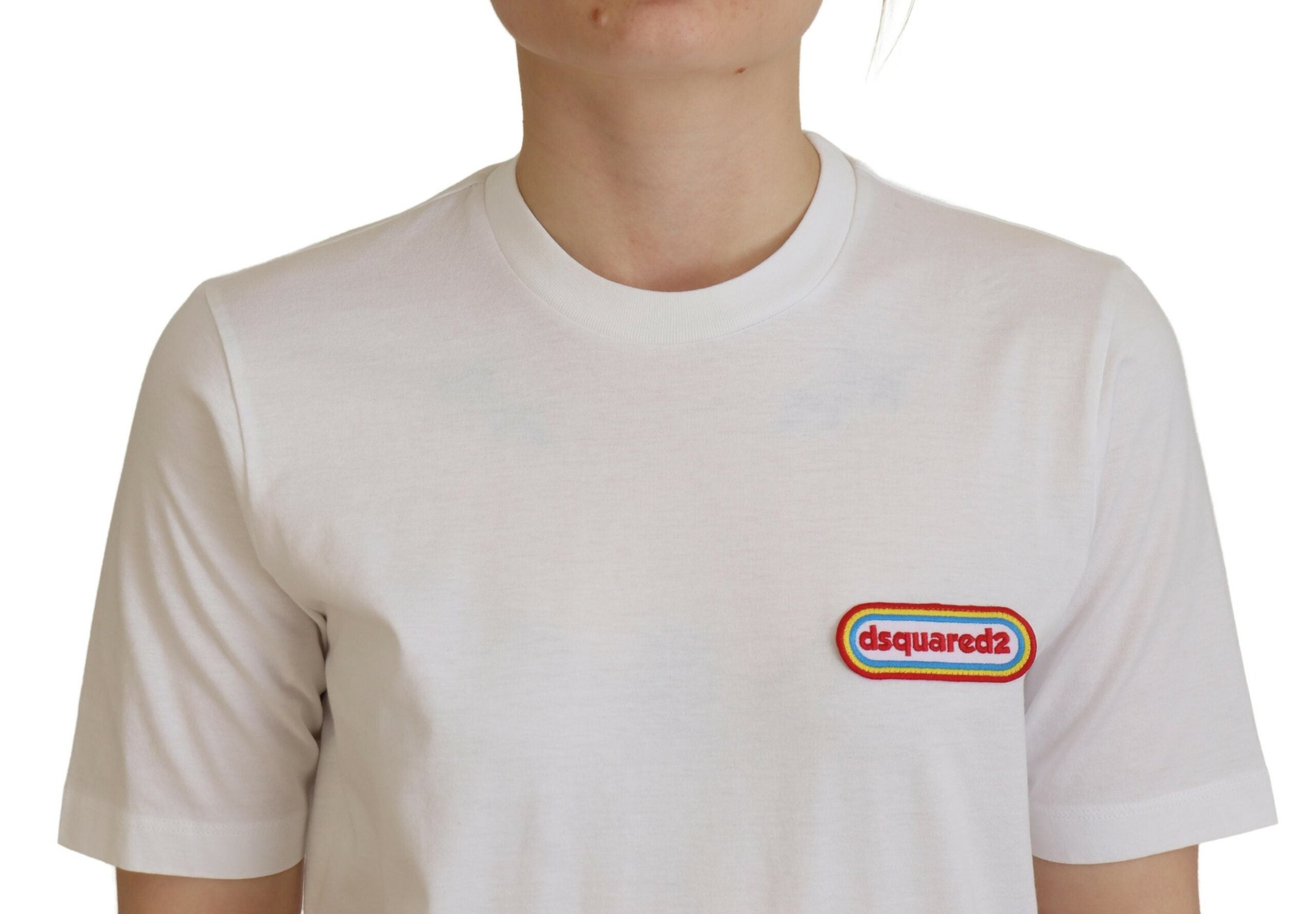 T-shirt à manches courtes et col rond avec logo blanc