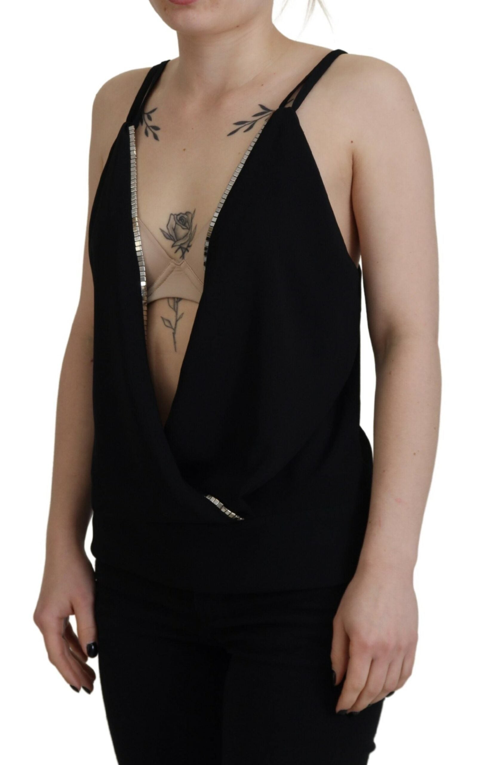Débardeur noir sans manches Dsquared² à décolleté en V profond orné