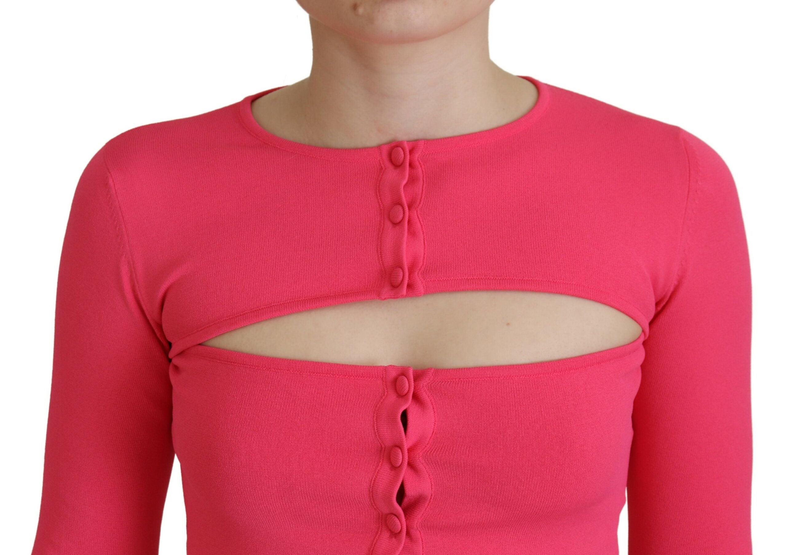 Top en maille de viscose rose à poitrine ouverte et manches longues Dsquared²