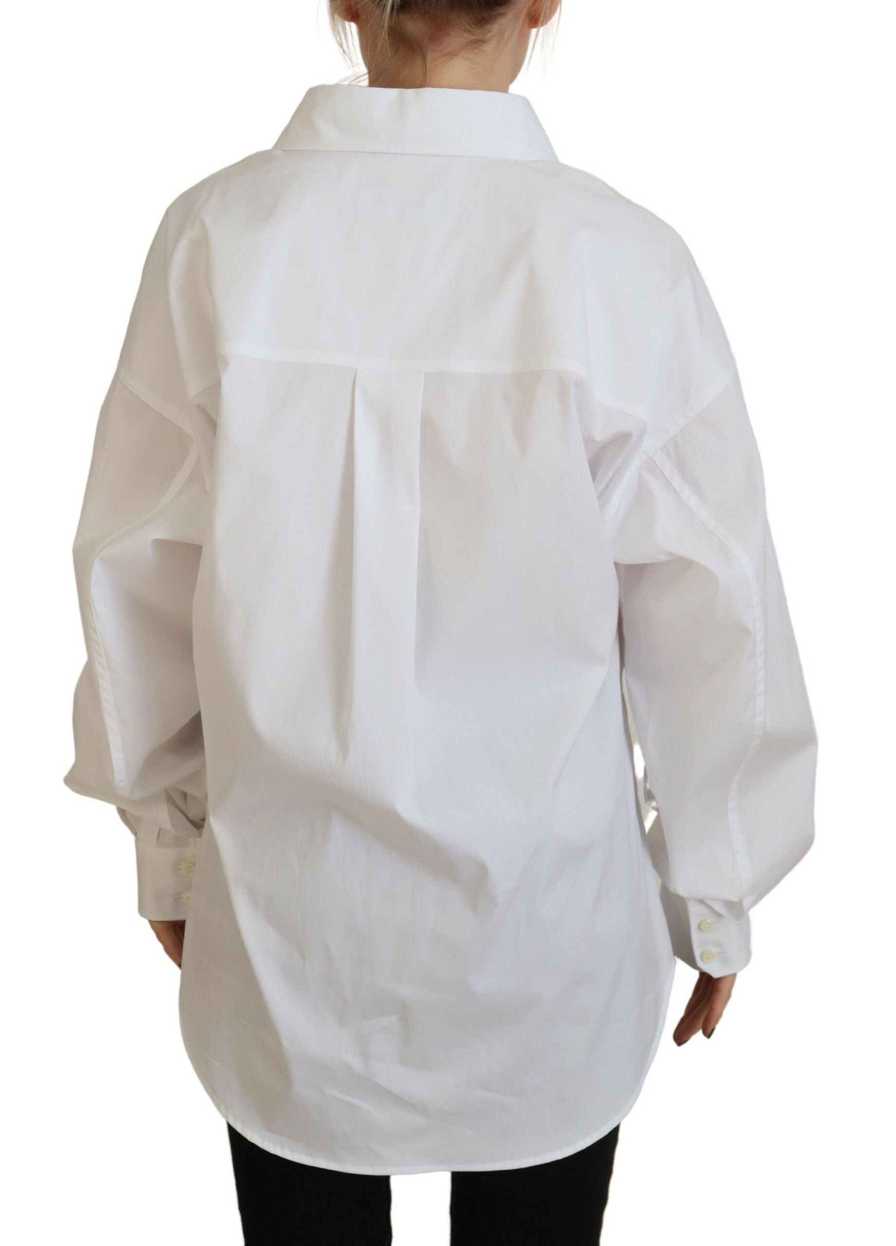 Chemise habillée blanche en coton à col boutonné