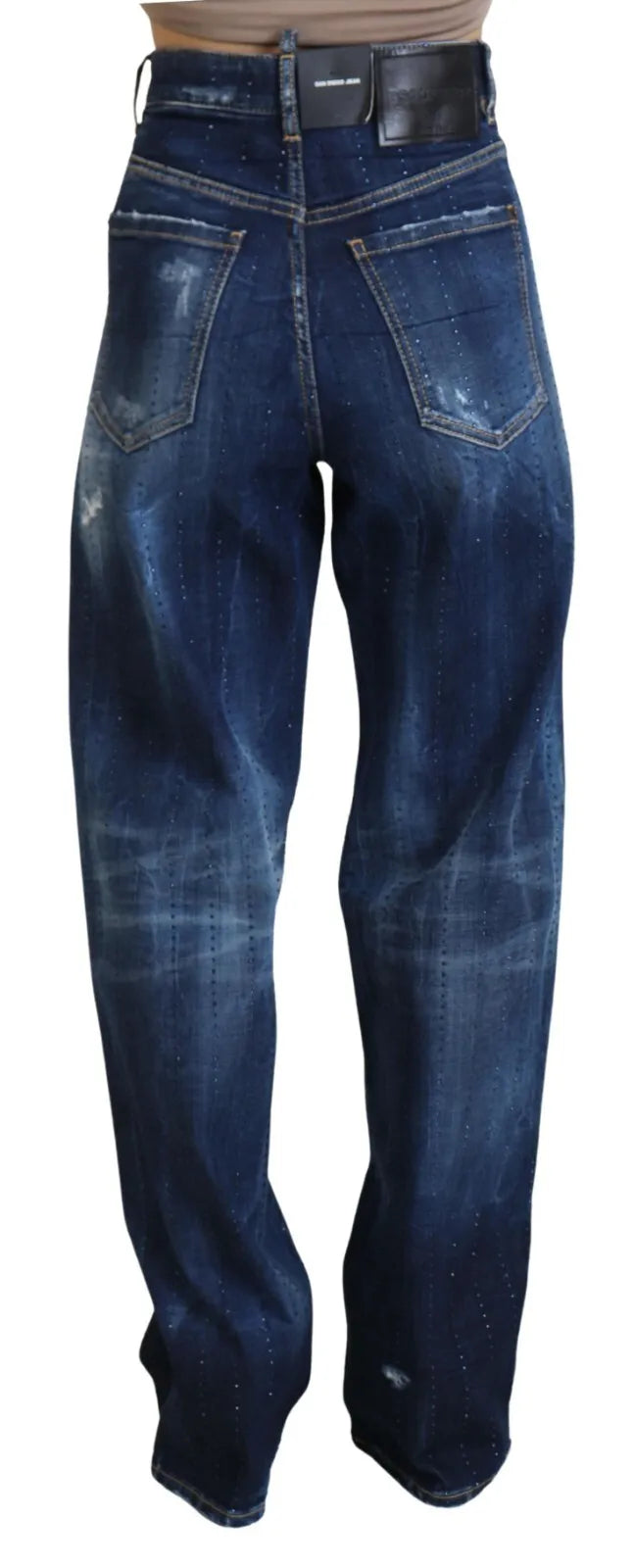 Blaue High-Waist Straight Jeans aus Baumwolle von DSQUARED2