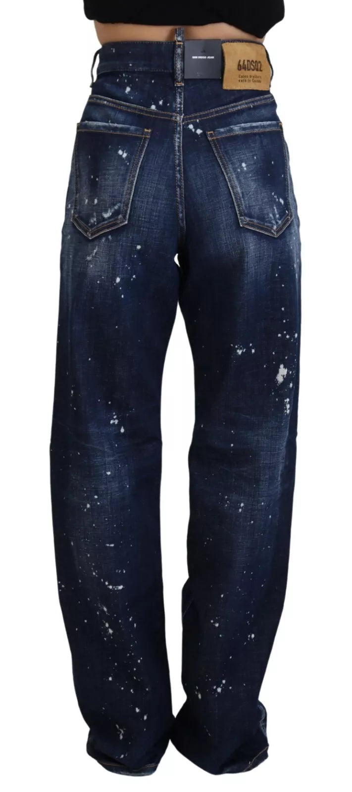 Blue High Waist Cotton Denim Jeans mit Destroyed-Effekt