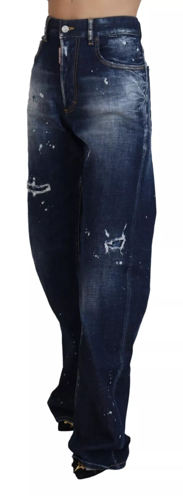 Jean en denim bleu taille haute déchiré San Diego