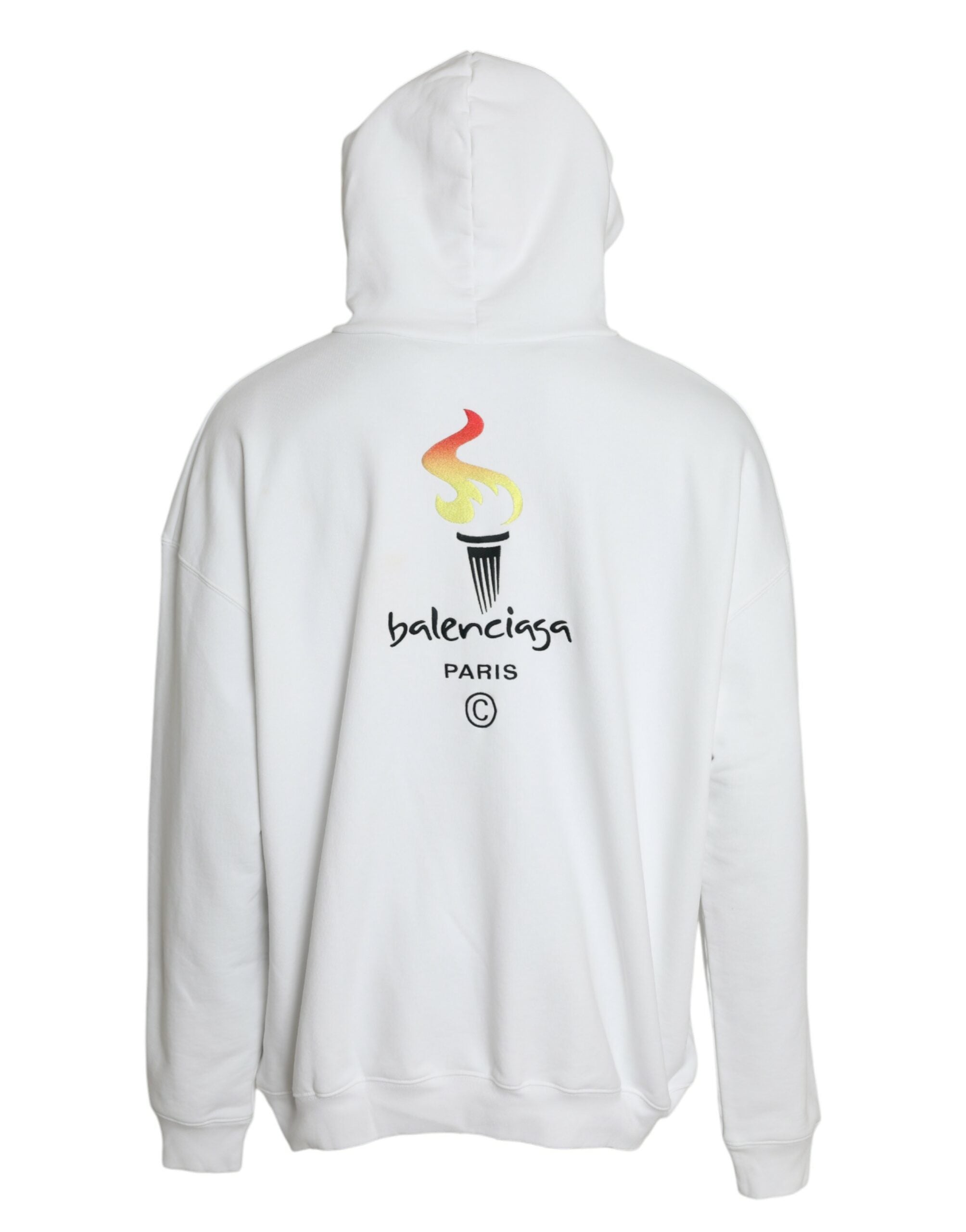 White Cotton Logo Hooded Pullover Sweatshirt SweaterBALENCIAGA Absolutely stunning, 100% Authentic, brand new with tags BALENCIAGA hooded sweatshirt with logo print. Model: Pullover hooded sweater Colour: White Material: 100% Cotton Logo details Made in P