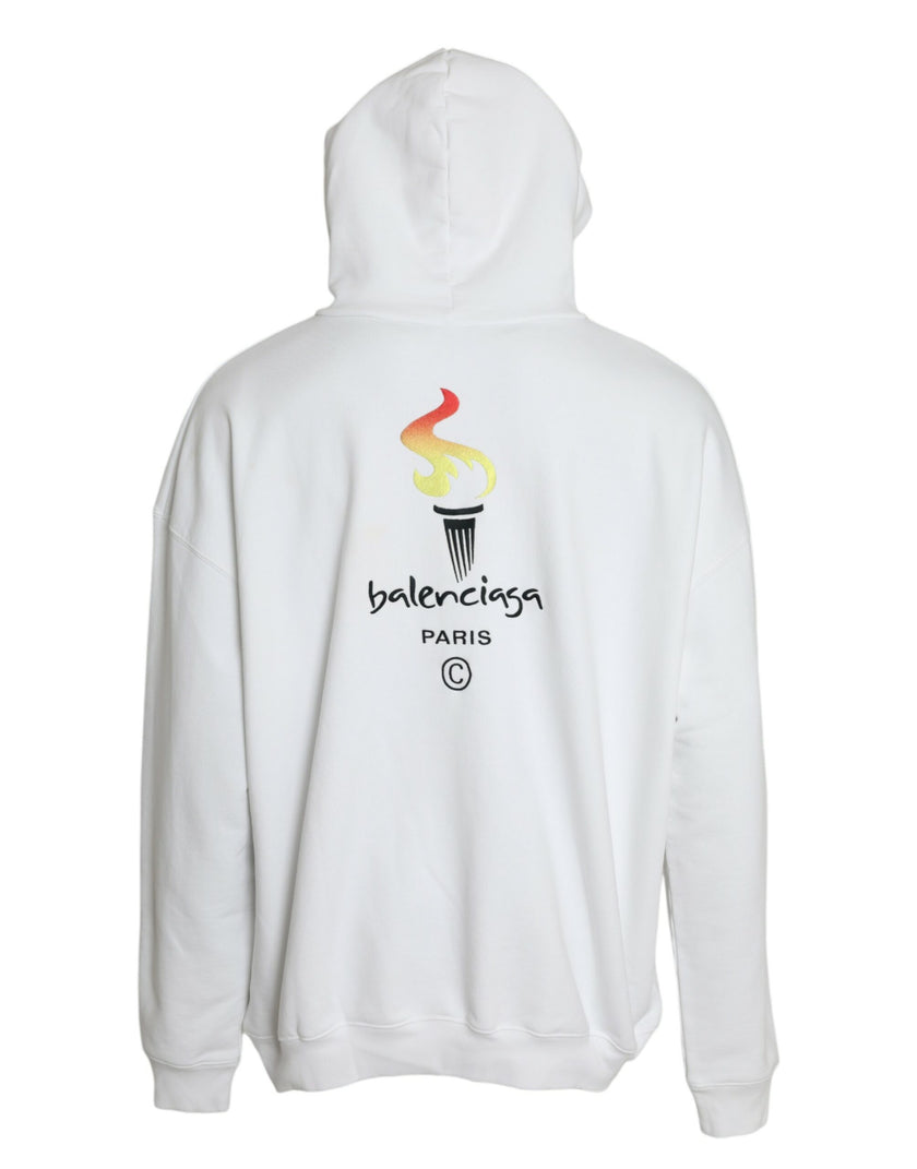 White Cotton Logo Hooded Pullover Sweatshirt SweaterBALENCIAGA Absolutely stunning, 100% Authentic, brand new with tags BALENCIAGA hooded sweatshirt with logo print. Model: Pullover hooded sweater Colour: White Material: 100% Cotton Logo details Made in P