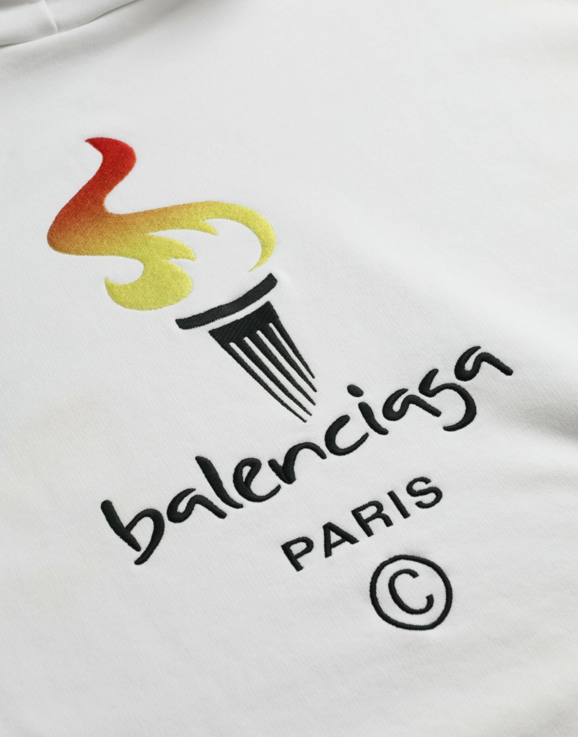 Sweat-shirt à capuche blanc en coton avec logo