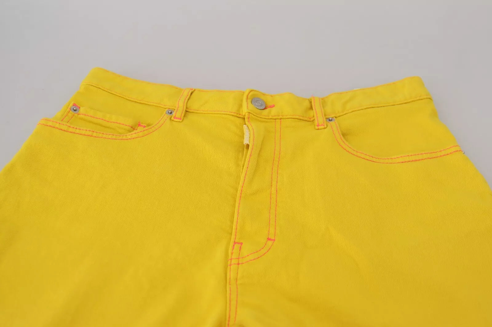 Shorty jaune en coton, taille haute et ample, pour femme
