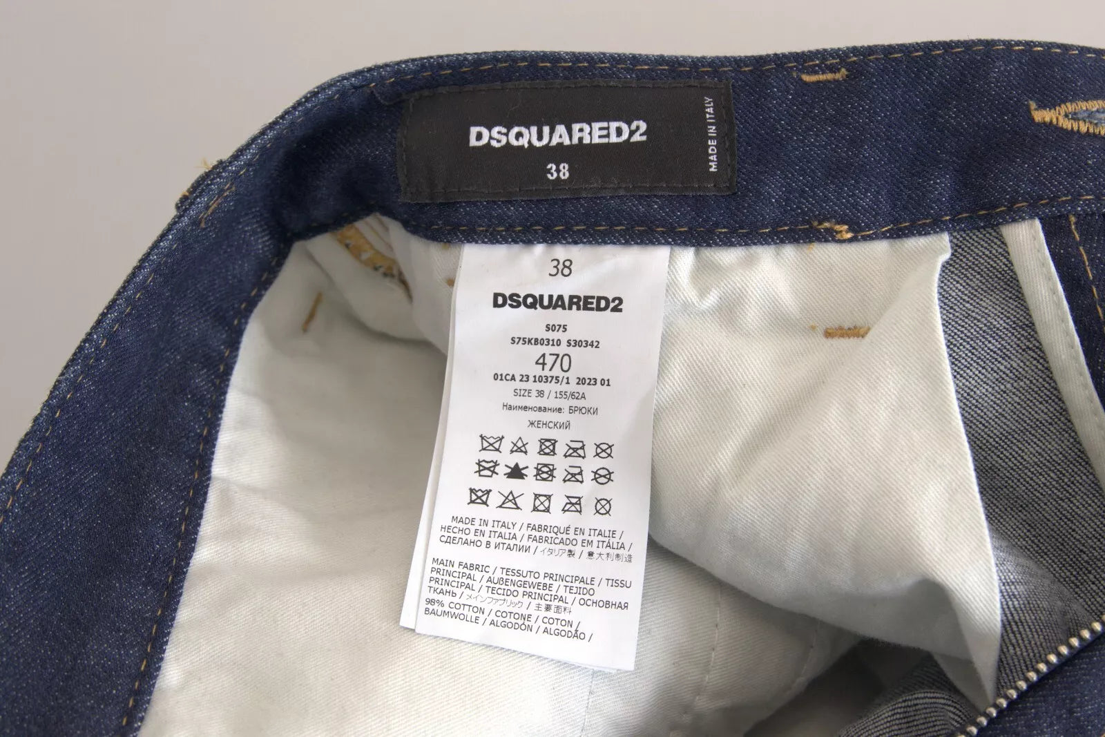 Jean cargo baggy en coton bleu taille haute