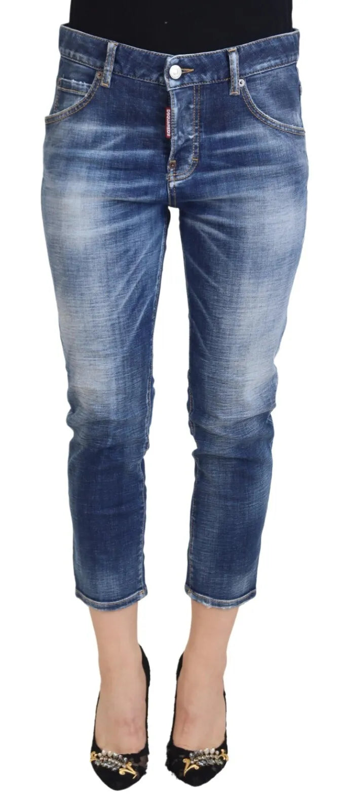 Jean court en coton bleu taille mi-haute pour fille cool