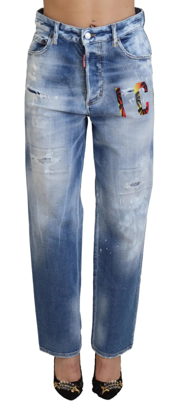 Blaue High-Waist Jeans aus Baumwolle