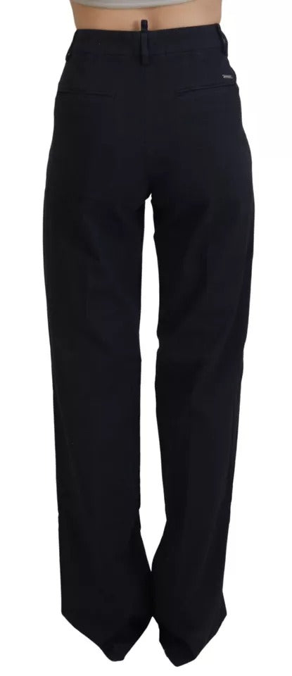 Schwarze, karierte High-Waist-Hose mit geradem Bein von DSQUARED2