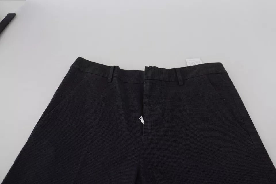Pantalon droit taille haute à carreaux noirs