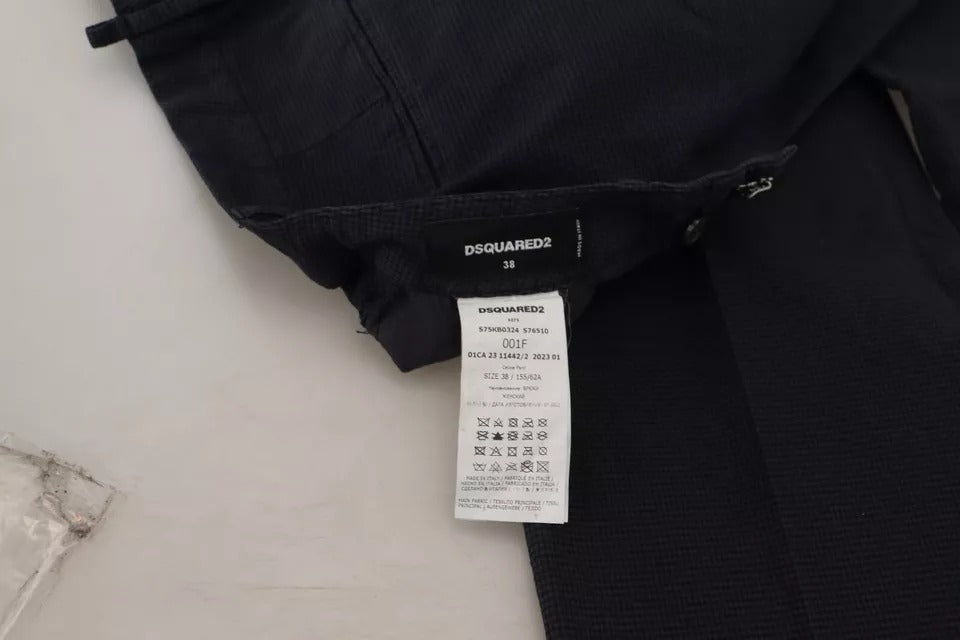 Pantalon droit taille haute à carreaux noirs