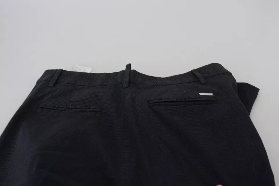 Pantalon droit taille haute à carreaux noirs
