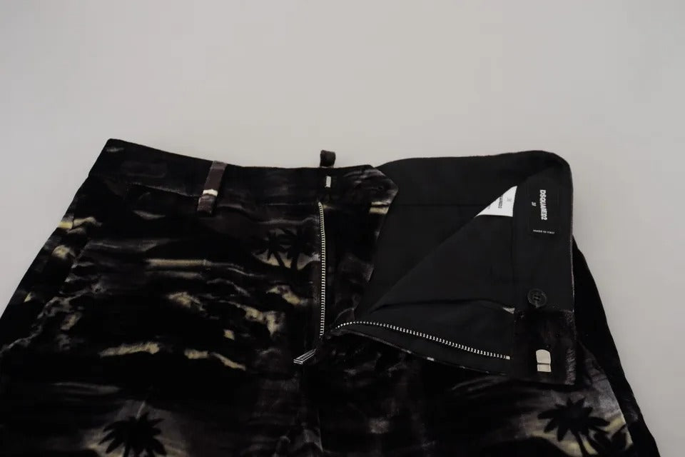 Pantalon noir imprimé taille haute super évasé