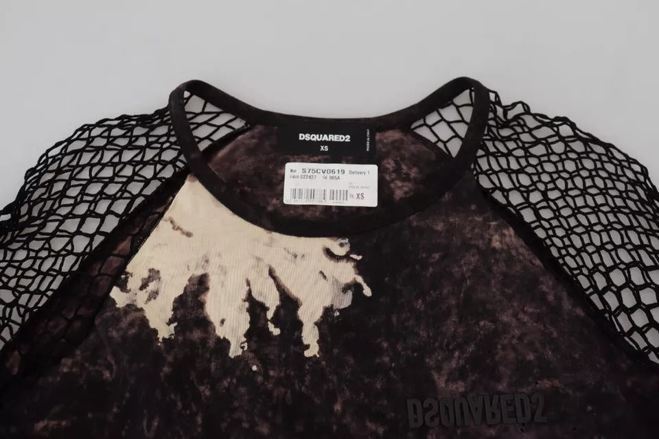 Robe T-shirt Dsquared² en maille tie-dye noire à manches longues en coton