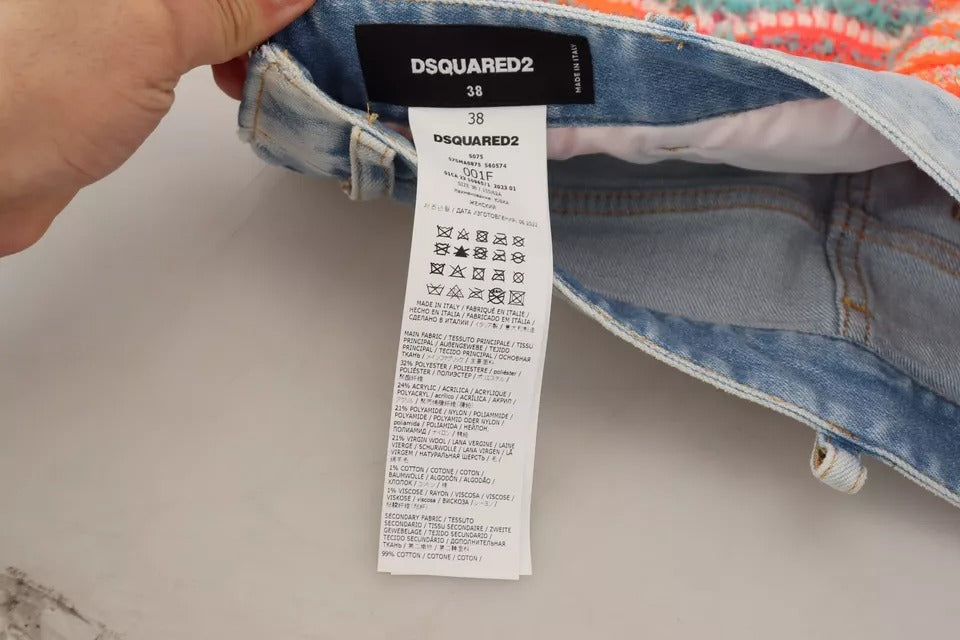 Jupe en jean trapèze taille basse en polyester multicolore