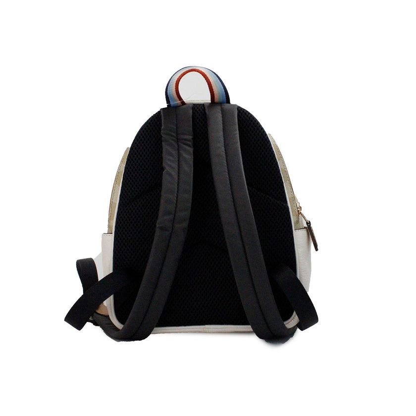Mini Court Signature Pear Motif Shoulder Backpack Bookbag Bag Chalk TaffyStyle: Coach Mini Court Butterfly Motif Backpack (Chalk/Taffy) Material: Signature Coated Canvas Features: Inner Zip and Slip Pocket, Outer Zip Pocket, 2 Outer Side Slip Pockets Meas