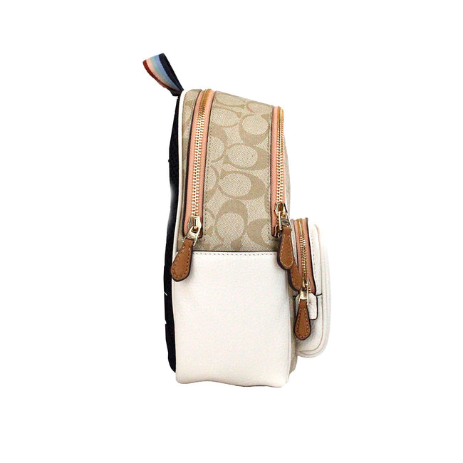 Mini Court Signature Pear Motif Shoulder Backpack Bookbag Bag Chalk TaffyStyle: Coach Mini Court Butterfly Motif Backpack (Chalk/Taffy) Material: Signature Coated Canvas Features: Inner Zip and Slip Pocket, Outer Zip Pocket, 2 Outer Side Slip Pockets Meas