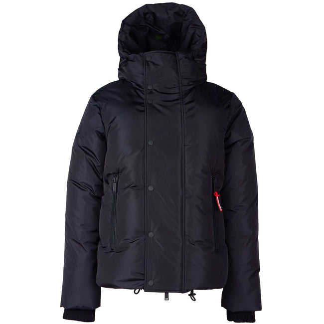 Black Nylon Men Down JacketElevate your outerwear with the Dsquared² men’s down jacket, a seamless blend of urban sophistication and rugged functionality. Crafted from premium black nylon and insulated with pure goose down, this jacket promises unparallel