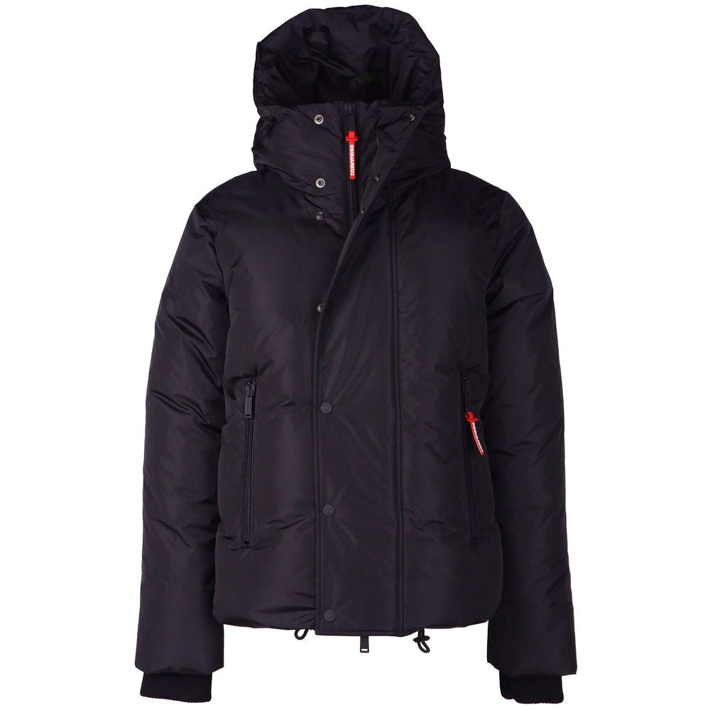 Black Nylon Men Down JacketElevate your outerwear with the Dsquared² men’s down jacket, a seamless blend of urban sophistication and rugged functionality. Crafted from premium black nylon and insulated with pure goose down, this jacket promises unparallel
