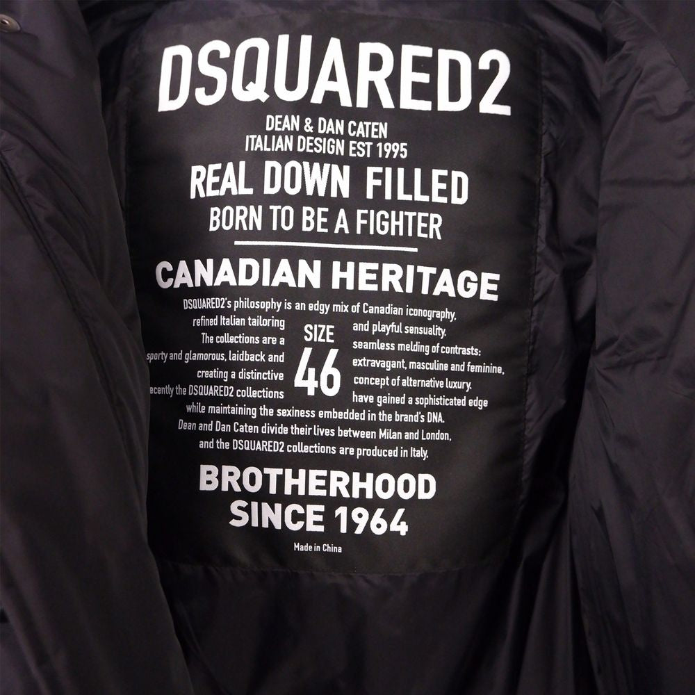 Black Nylon Men Down JacketElevate your outerwear with the Dsquared² men’s down jacket, a seamless blend of urban sophistication and rugged functionality. Crafted from premium black nylon and insulated with pure goose down, this jacket promises unparallel